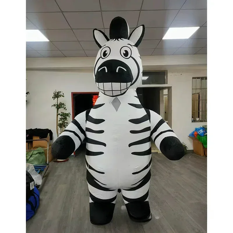 Event & Party Supply - Aufblasbares Zebra-Maskottchen-Kostüm für Erwachsene, Ganzkörper-Plüschanzug, Cartoon-Charakter-Cosplay