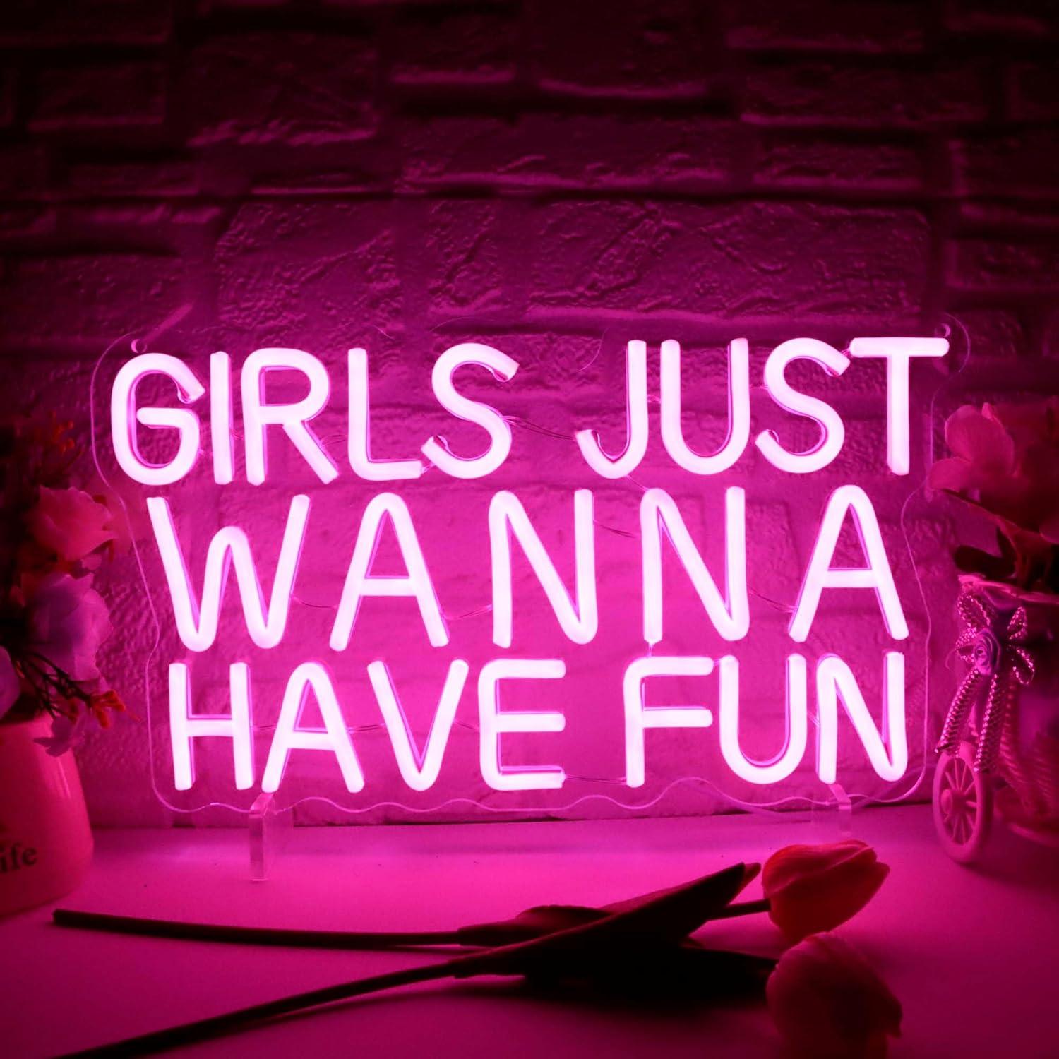 Neon Sign Party - „Girls Just Wanna Have Fun“ Neon-Schild
