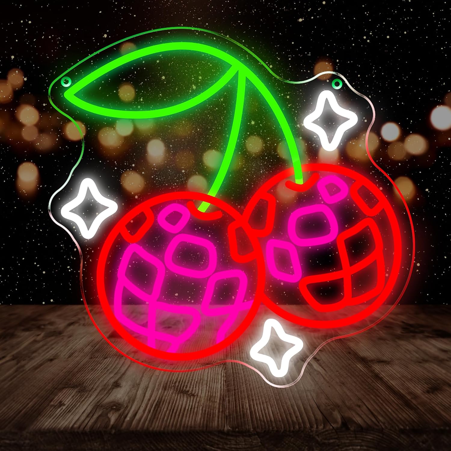 Neon Sign Party - Disco-Kugel-Kirsch-LED-Neonschild, USB-betriebene Party-Wandleuchte, Weihnachtsdeko-Neonlampe, Fruchtbar-Schlafzimmer-Wandkunst, Weihnachtsgeschenk